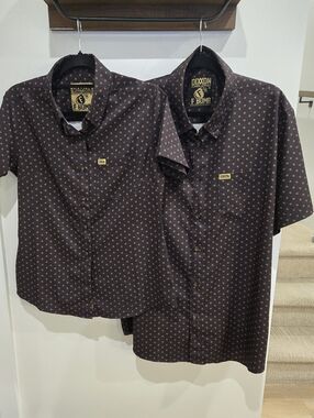 DIXXON His (XL) & Hers (Medium) Matching " F-Bomb" Short Sleeved Party Shirts